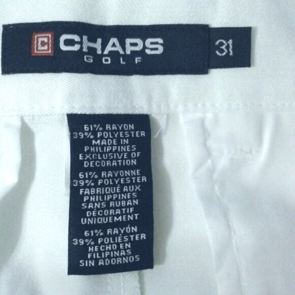 Chaps Size 31 Golf shorts Men's pleated front Basic white Logo Pockets NEW - Picture 5 of 5